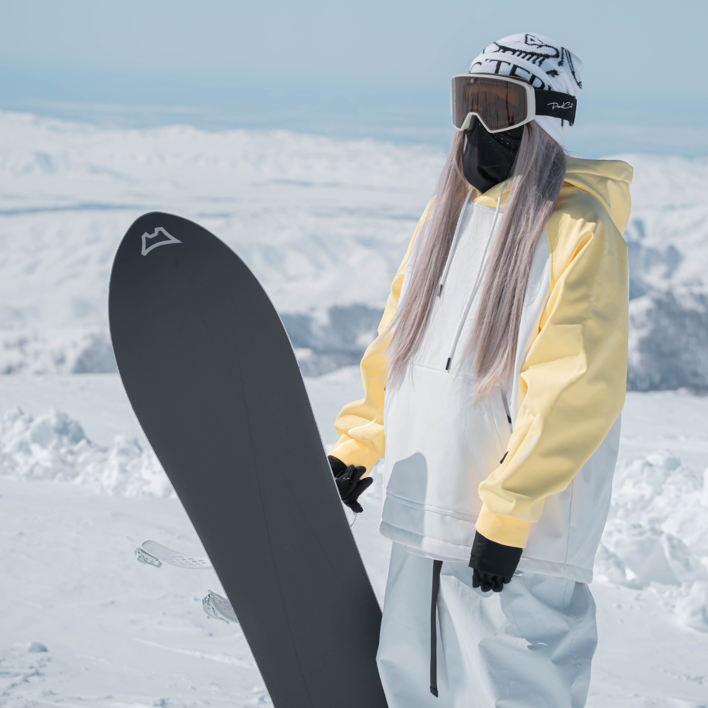 雪否 黄色单板滑雪防水over size宽松加绒 透气男女室内滑雪卫衣