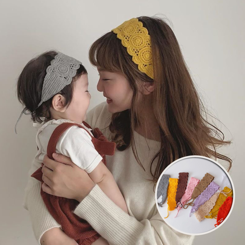 ins爆款韩版婴儿洋气镂空针织发带宝宝糖果色百搭发饰头饰亲子