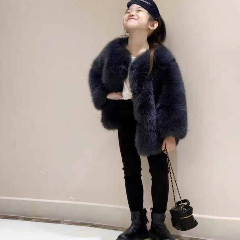 女童毛毛外套冬季2025新款宝宝女孩冬装仿狐狸毛儿童皮草加绒加厚