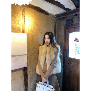 NanaByNana【SAGA奢级】芬兰进口蓝狐皮草外套女冬立领狐狸毛马甲