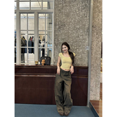 NanaByNana 女春秋直筒阔腿裤 赛尔特街区 重工水洗做旧牛仔裤