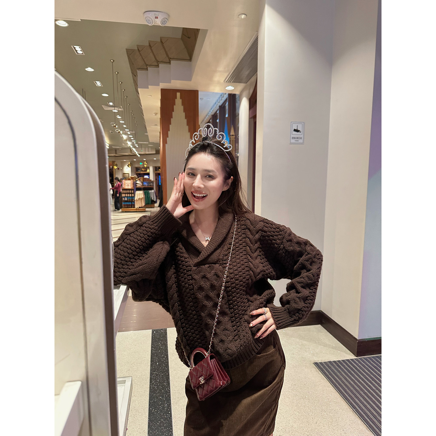 NanaByNana【塞纳回忆】老钱风青果领毛衣女秋冬重工绞花宽松上衣