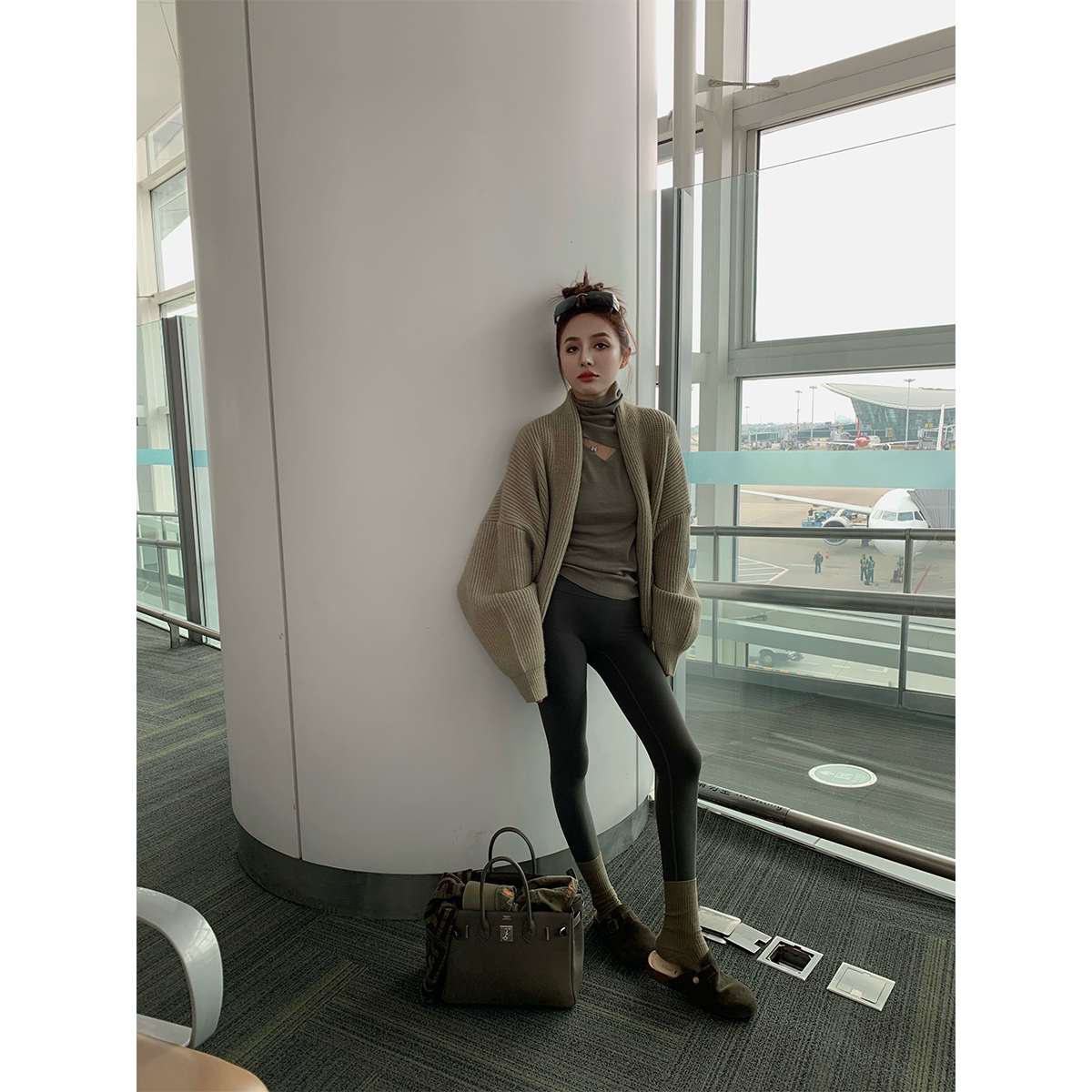 NanaByNana【LUL*家同款】外穿无痕绒面打底裤女秋提臀修身瑜伽裤