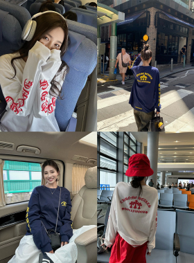 NanaByNana【私藏KE罗心】重磅印花长袖t恤女春秋宽松慵懒上衣