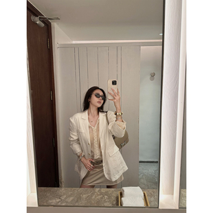 NanaByNana【现货】老钱100苎麻轻薄西装外套女春夏透气休闲西服