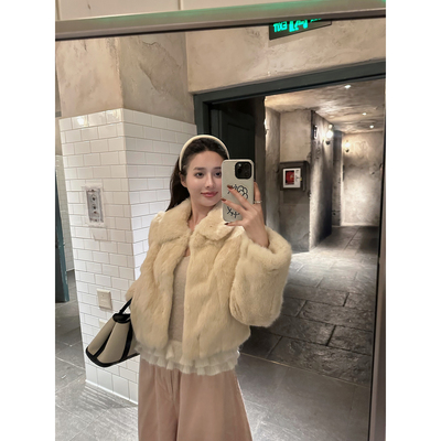 NanaByNana【千金兔】定染矜贵雷克斯真兔毛皮草女冬季毛毛外套