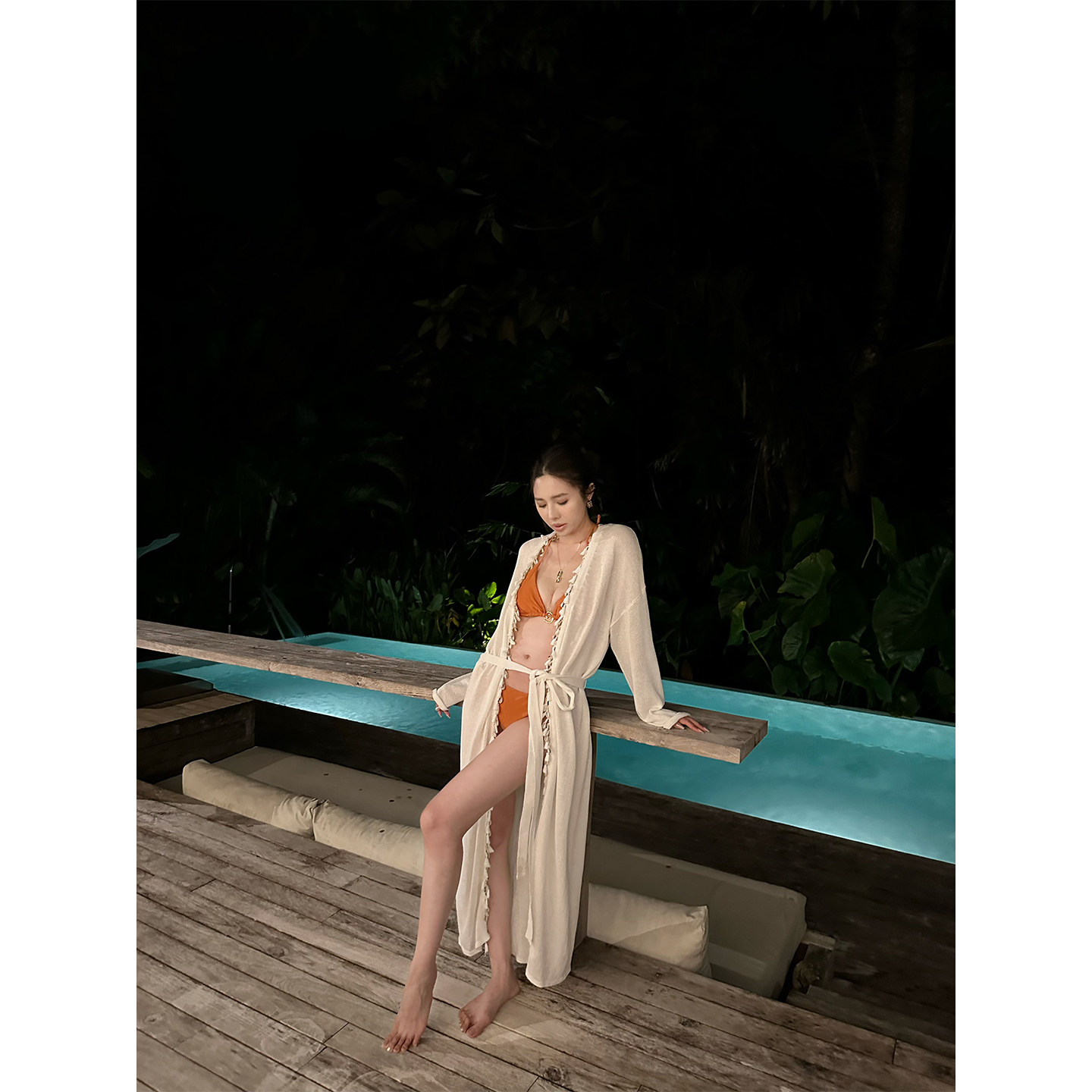 NanaByNana【海岛奇遇】波西米亚风重工针织开衫女春贝壳边长衫