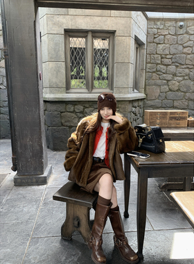 NanaByNana【经济上行期】环保紫貂毛皮草外套女冬季宽松毛绒外套