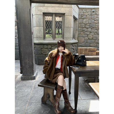 NanaByNana【经济上行期】环保紫貂毛皮草外套女冬季宽松毛绒外套