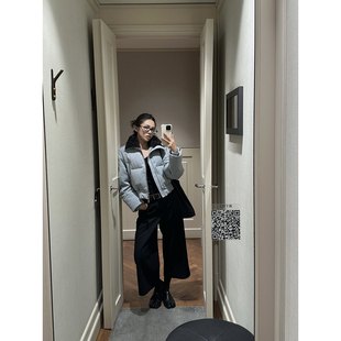 NanaByNana【巴黎画报】羊毛复合绒休闲裤女冬季宽松阔腿八分裤子