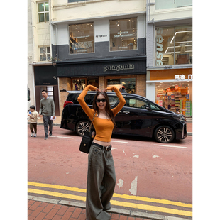 NanaByNana【澳洲假日】假两件挂脖长袖T恤女春季大方领内搭上衣