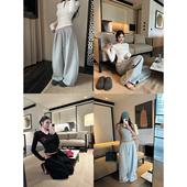 NanaByNana 女春宽松阔腿裤 休闲美学 静奢牛奶丝休闲卫裤