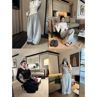 NanaByNana【休闲美学】静奢牛奶丝休闲卫裤女春宽松阔腿裤