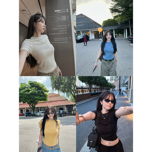 NanaByNana【美式玩家】多色天丝羊毛短袖T恤女夏季百搭基础上衣