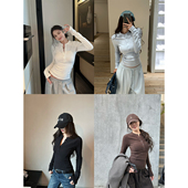 NanaByNana T恤 女冬纯色修身 lu系本命 自发热亨利领德绒打底衫