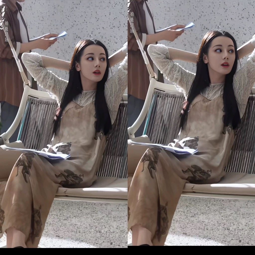 枭起青壤迪丽热巴聂九罗同款镂空叠穿蕾丝性感长袖修身打底衫上衣