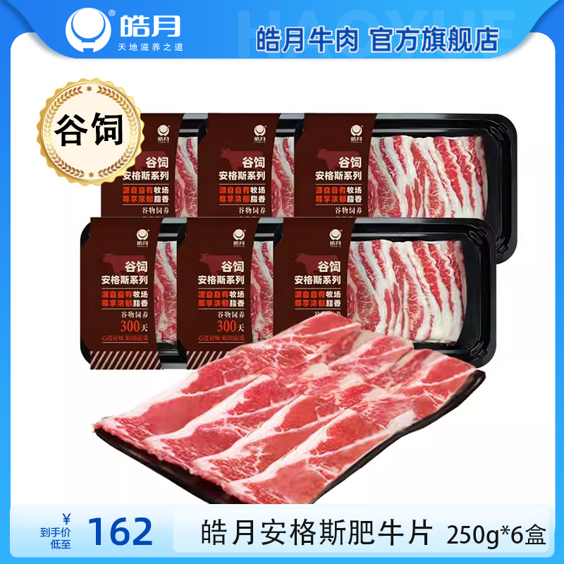 皓月安格斯肥牛片250g*6盒家庭火锅涮肉食材 水产肉类/新鲜蔬果/熟食 牛肉卷/片 原图主图