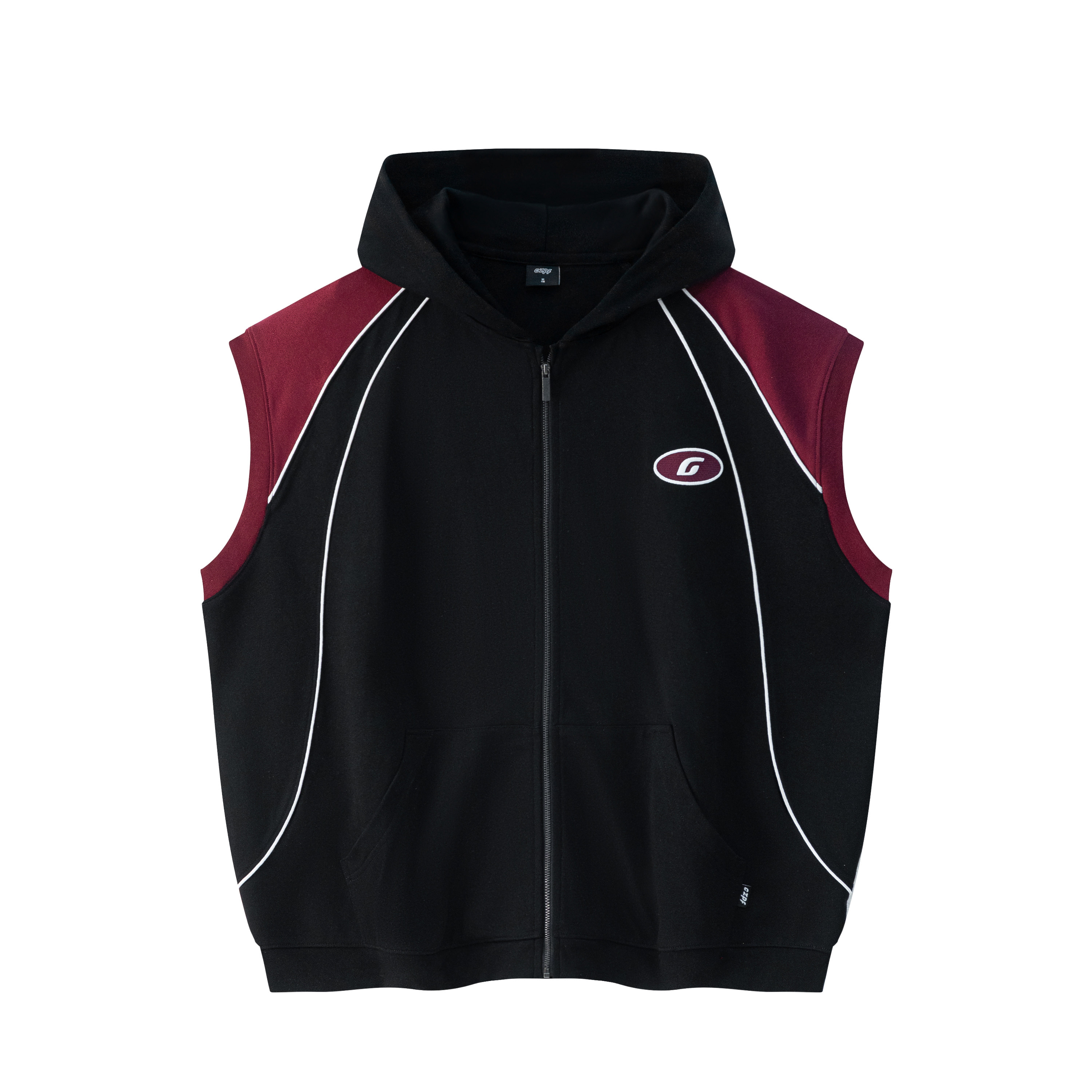 CZPF原创*夏季薄款赛车黑红拉链连帽外套 男无袖户外坎肩背心马甲