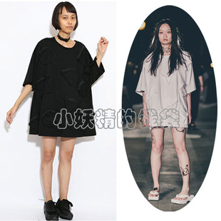 新款女装日系ikumi多口袋立体几何中袖纯棉t恤