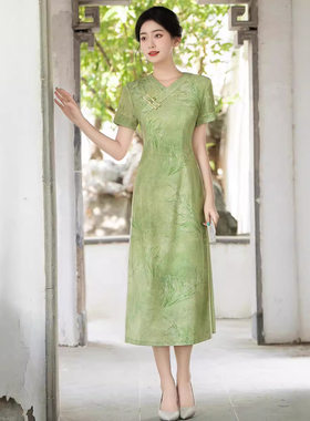 夏季奥黛旗袍女日常可穿素雅茶服