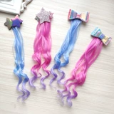 Детский милый парик с бантиком, аксессуар для волос, кудрявая заколка для волос, градиент