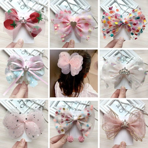 Детская заколка для волос для принцессы с бантиком, свежий аксессуар для волос, милые шпильки для волос