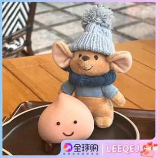 日本LEEQEJ复古站姿站立小豆可爱小老鼠钥匙扣摆件毛绒挂件送礼物