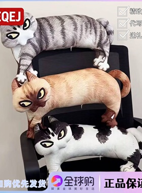 日本LEEQEJ抽象老吴猫毛绒玩偶公仔猫表情包丑萌趣味抱枕生日礼物