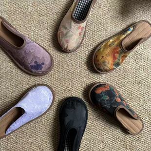 老北京布鞋春夏拖鞋纯手工千层底布鞋女防滑软底半托