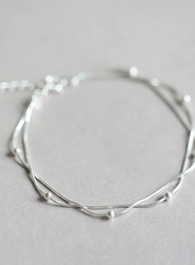 925纯银简约圆珠手链ins小众设计沉沦高级新款潮简约双层百搭手饰