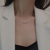s925纯银项链女几何水滴弯管颈链 ins冷淡风时尚 简约小众锁骨链女