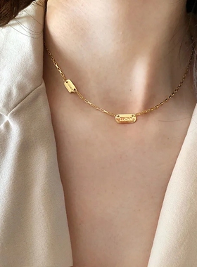 纯银金属感加粗字母毛衣链