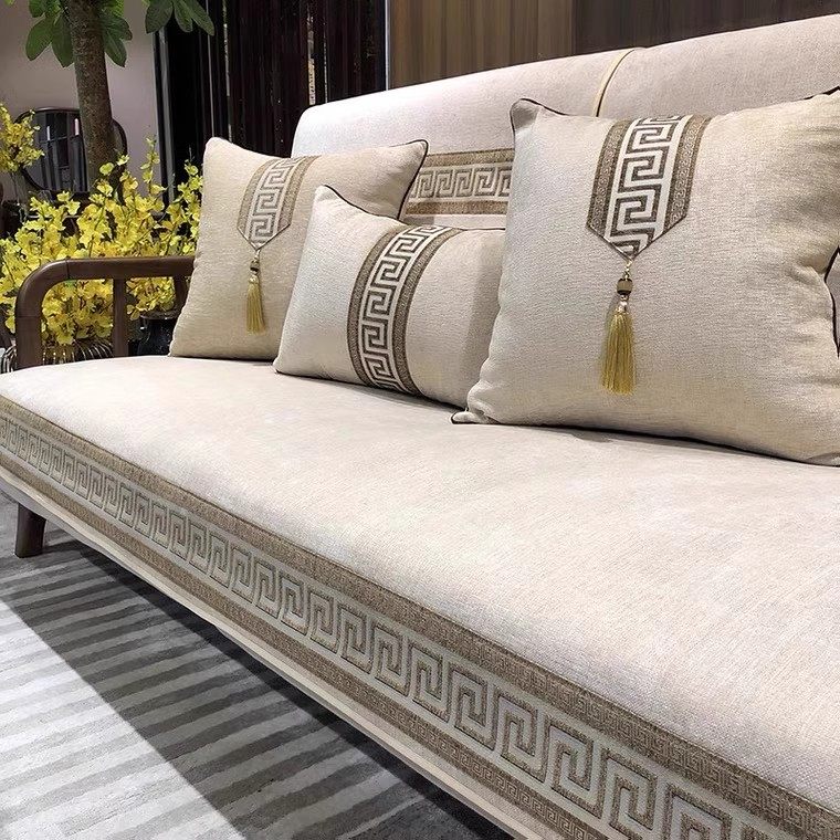 实木沙发垫米色新中式高档防滑坐垫靠背巾盖布四季通用沙发垫套罩,居家布艺,沙发垫,淘宝优惠券,粉丝福利购,淘宝优惠卷