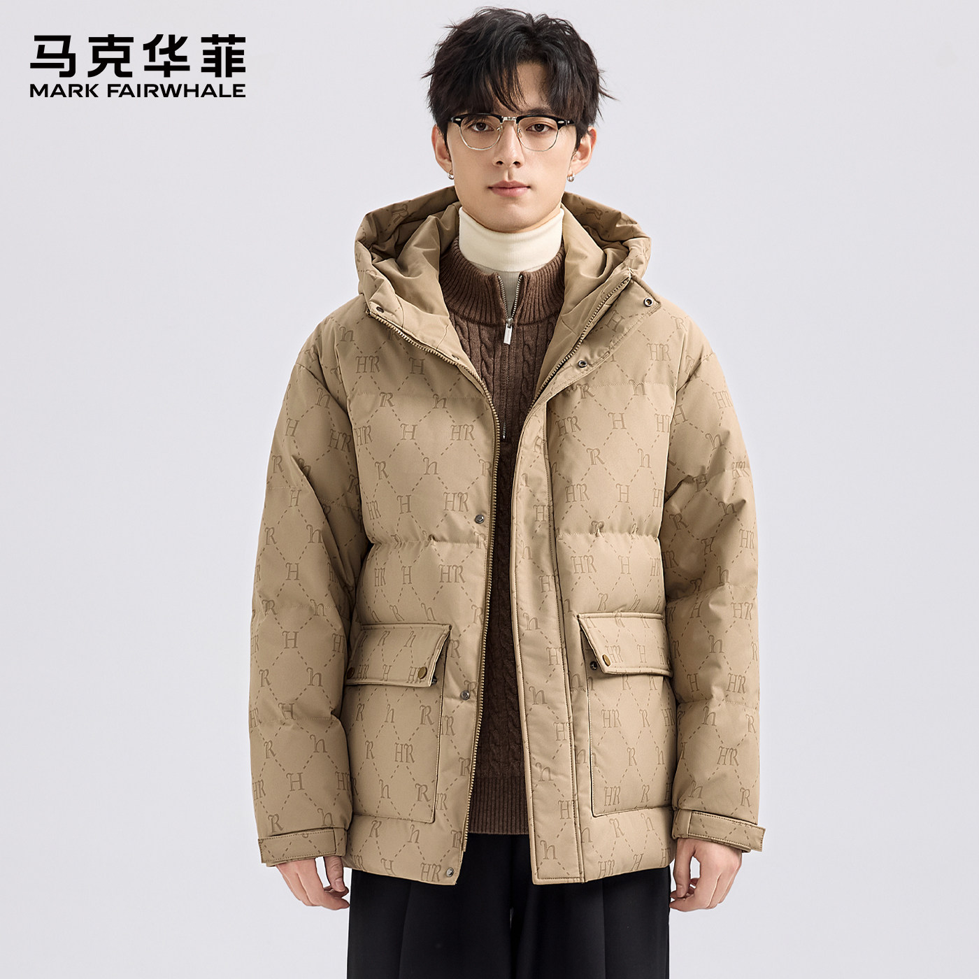 马克华菲短款保暖羽绒服男士外套