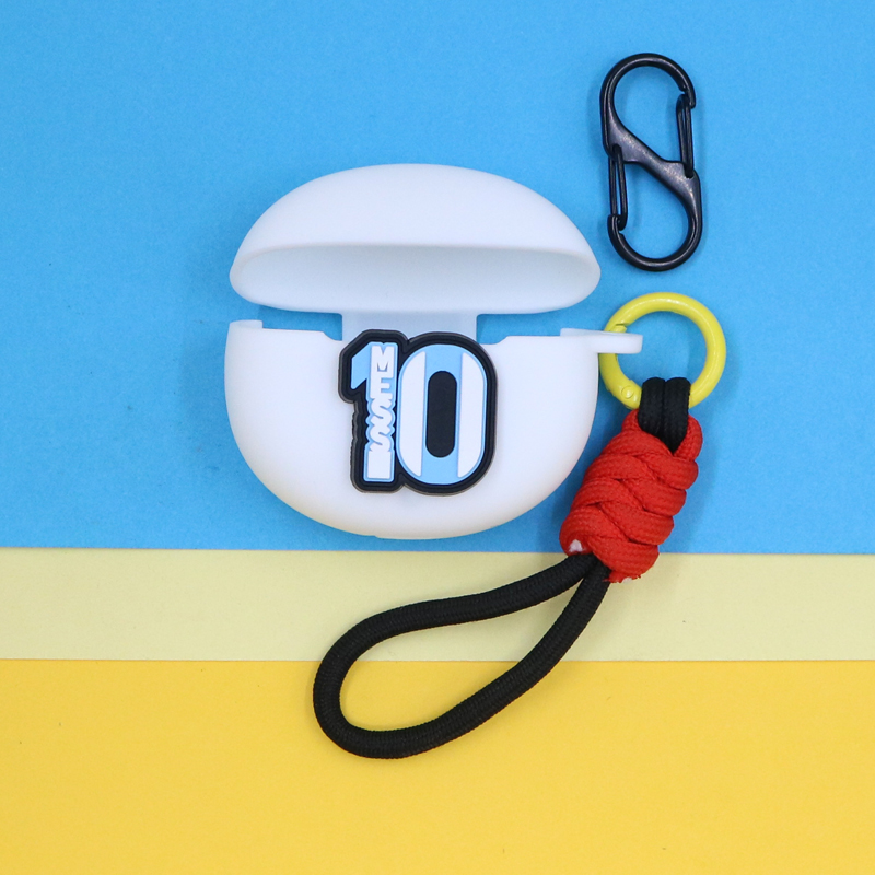 适用OPPO Enco Free4/3/air4/3/2pro蓝牙耳机保护套R4/X2/X3/4i潮酷足球萌星梅西10号C罗7号手绳挂饰硅胶软壳