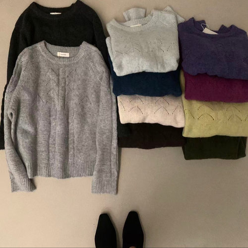 Leaves慵懒风叠穿毛针织衫