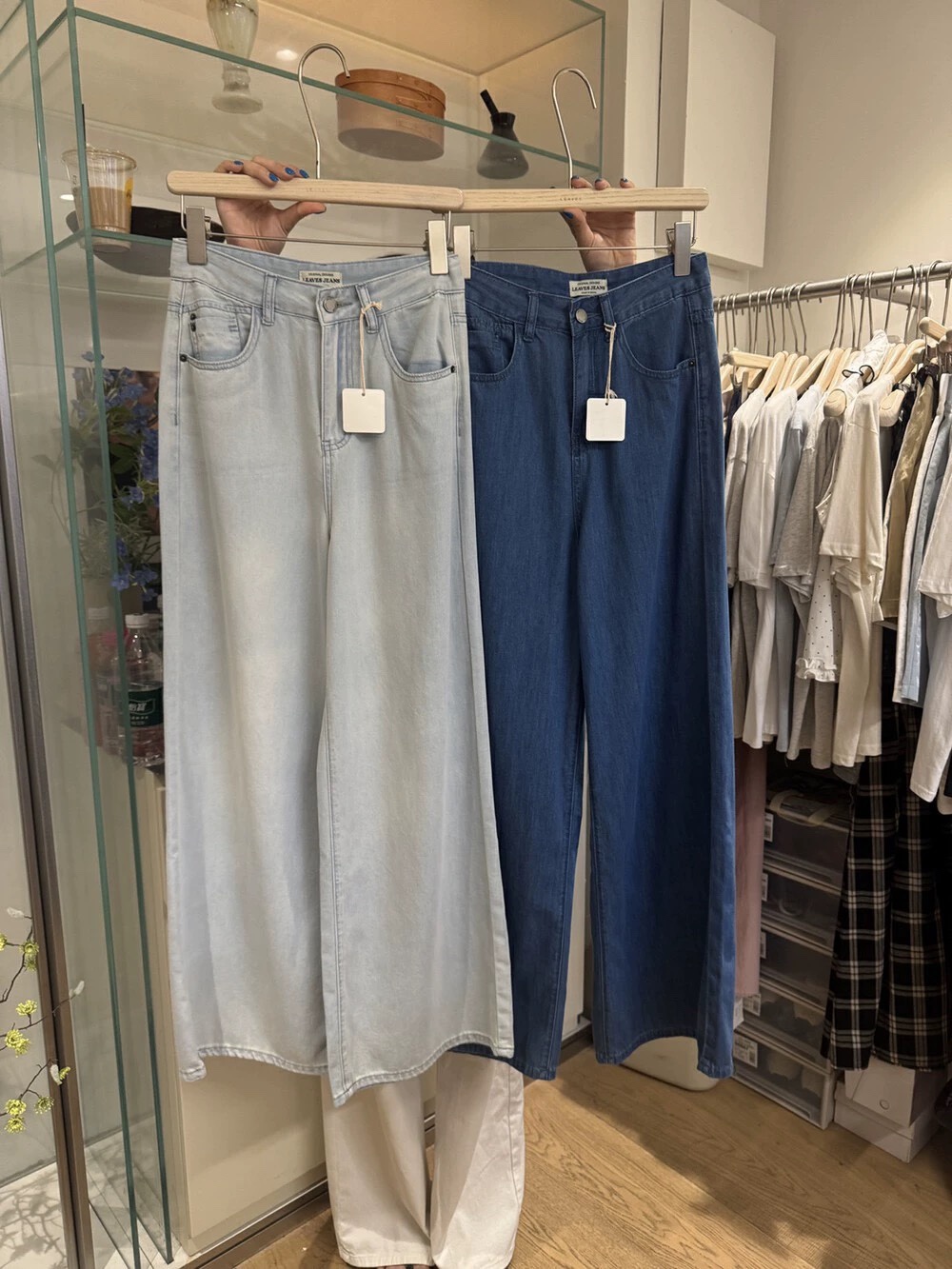 薄款高腰牛仔直筒裤子女