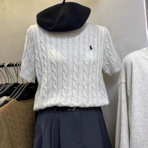 叶子家气质圆领套头针织短袖