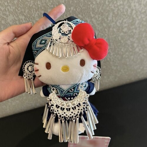 民族风苗疆少女KT猫毛绒钥匙扣
