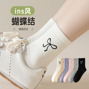 袜 棉袜运动鞋 白色袜子女配鲨鱼裤 中筒袜外穿潮长袜秋冬2026年新款
