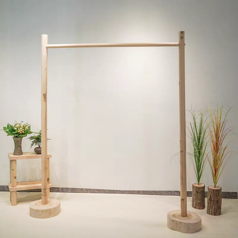 天然原木手工落地衣帽架衣服收纳置物木架陈列架服装展示挂衣架