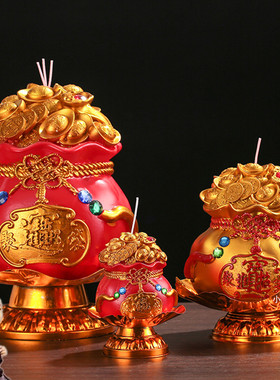 小和尚新品红色聚宝袋福袋钱袋金元宝莲花蜡烛灯求财神殿供佛家用