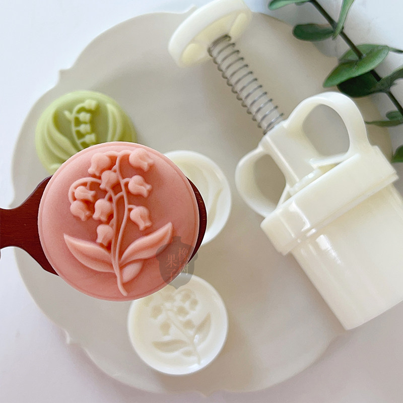 50g法式田园铃兰花立体绿豆糕山药糕辅食模具中秋节花卉月饼模具