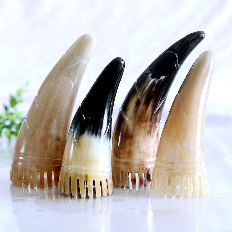 正宗白牛角刮痧桶梳按摩梳子五爪梳头皮保健按摩梳经络梳抓头神器
