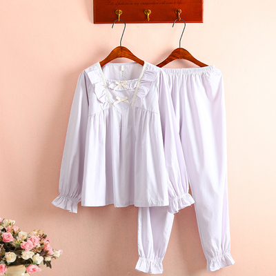 空调房薄款100%全棉斜纹布睡衣女