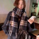 乌梅子酱格子围巾女秋冬季 氛围感仿羊绒围脖加厚保暖披肩学生情侣