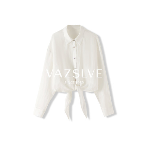 【VAZSLVE/全新奢品】捡漏设计感苎麻衬衫短款上衣-5XS25105