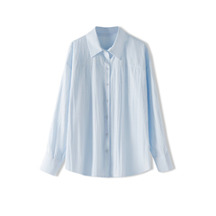 【CC家居控】翻领后背蕾丝拼接衬衣天丝防晒服衬衫2GY0010