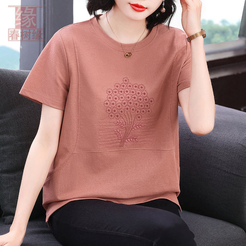 春树缘纯棉短袖T恤女夏季妈妈装