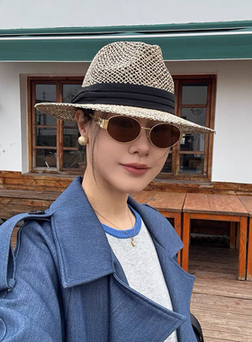可可草帽女法式度假海边沙滩遮阳